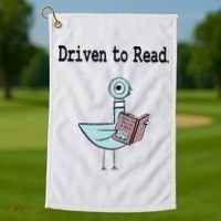 Driven To Read Pigeon Library Book Lover Golf Towel thumb 1