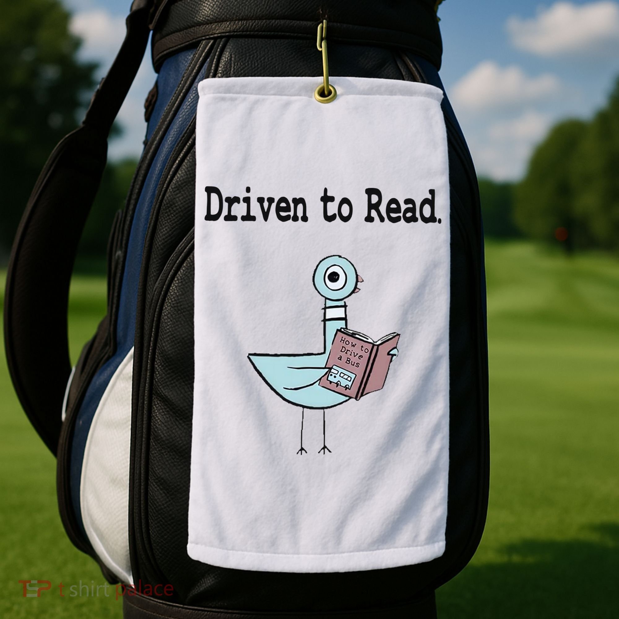 Driven To Read Pigeon Library Book Lover Golf Towel