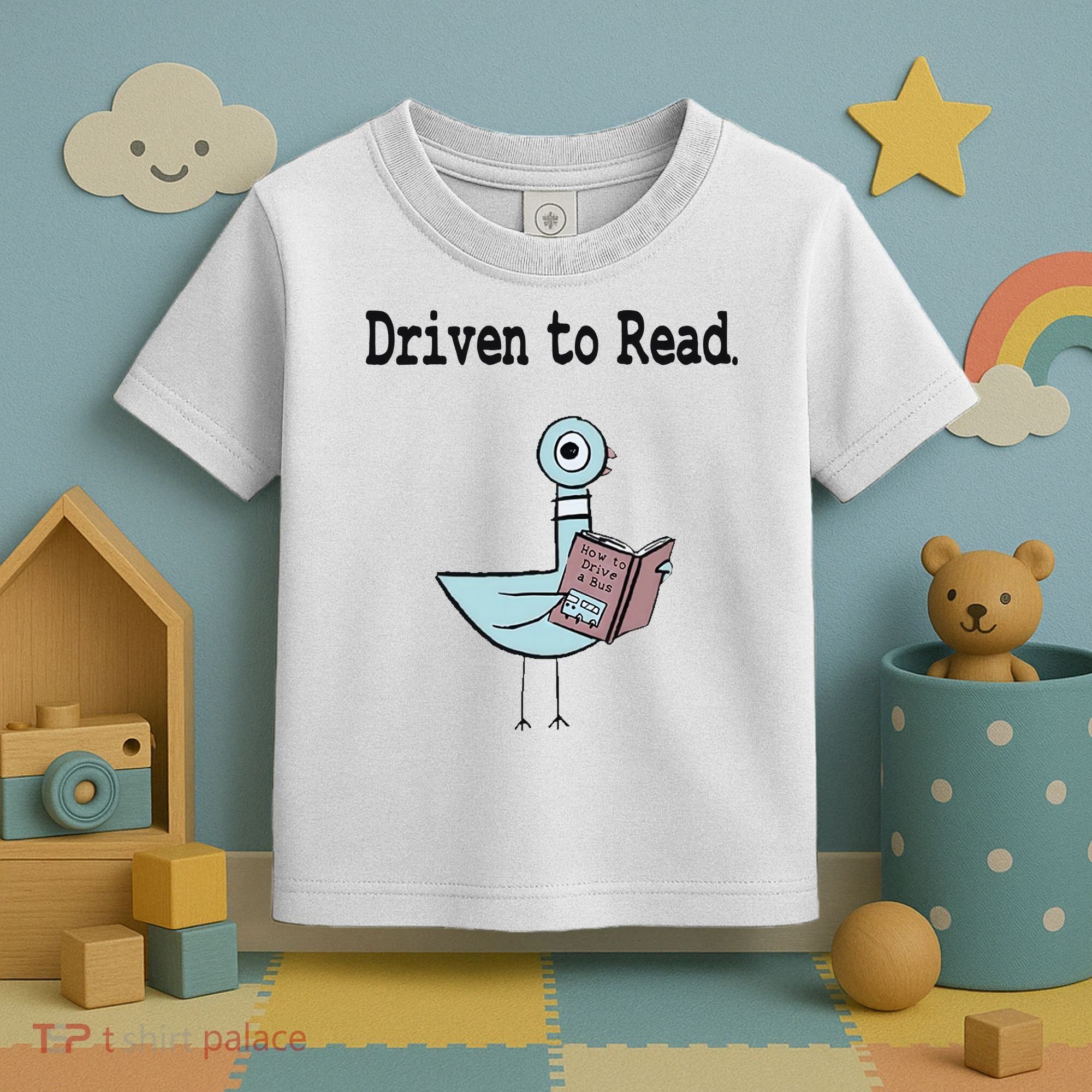 Driven To Read Pigeon Library Book Lover Toddler T-Shirt