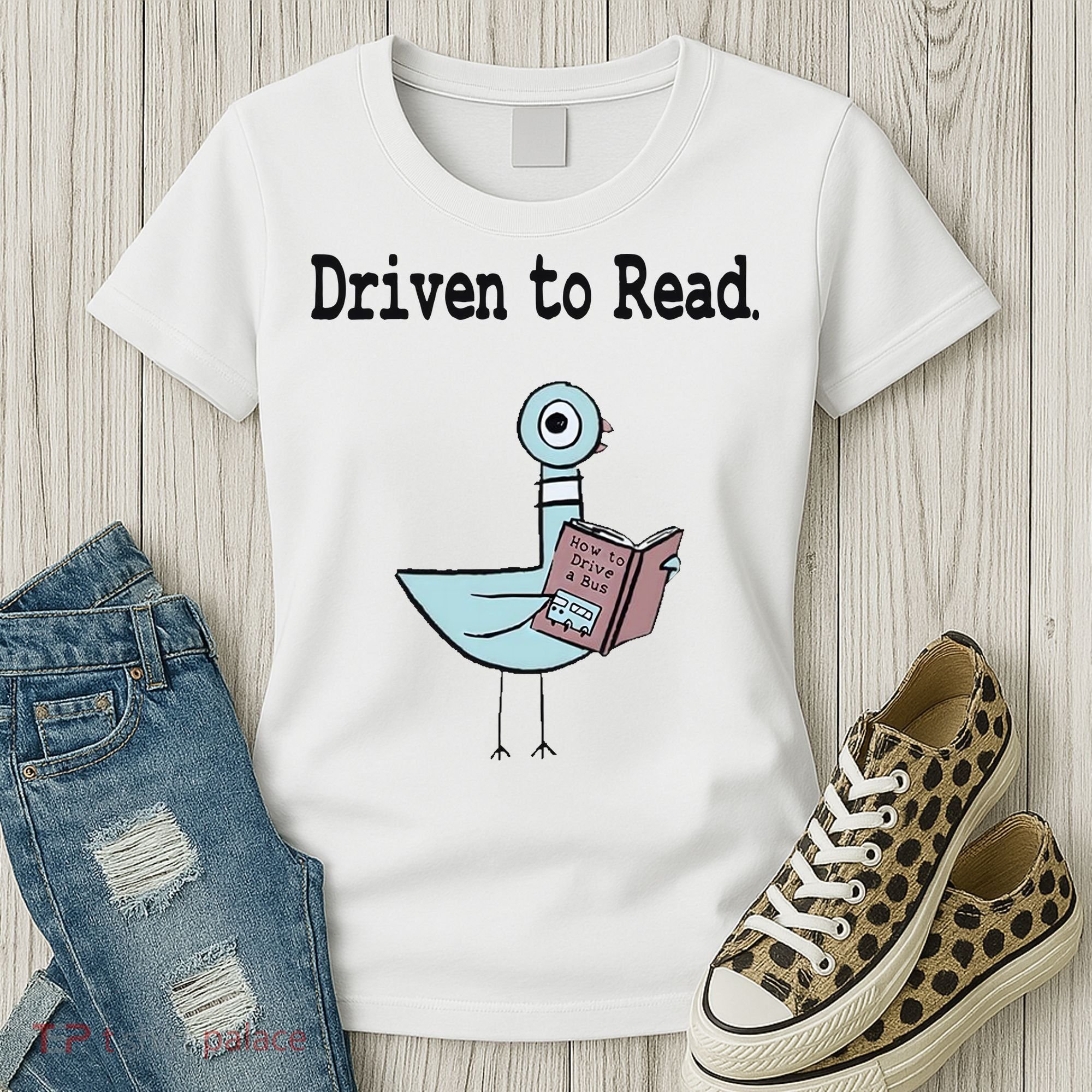 Driven To Read Pigeon Library Book Lover Women's T-Shirt