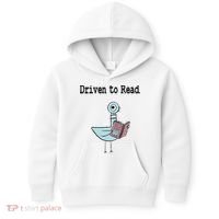 Driven To Read Pigeon Library Book Lover Kids Hoodie thumb 0