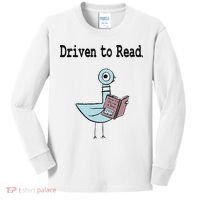 Driven To Read Pigeon Library Book Lover Kids Long Sleeve Shirt thumb 0