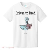 Driven To Read Pigeon Library Book Lover Kids T-Shirt thumb 0