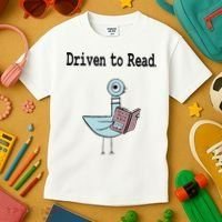 Driven To Read Pigeon Library Book Lover Kids T-Shirt thumb 3