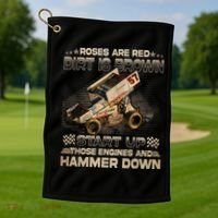 Dirt Track Racing Champion Sprint Car Golf Towel thumb 1
