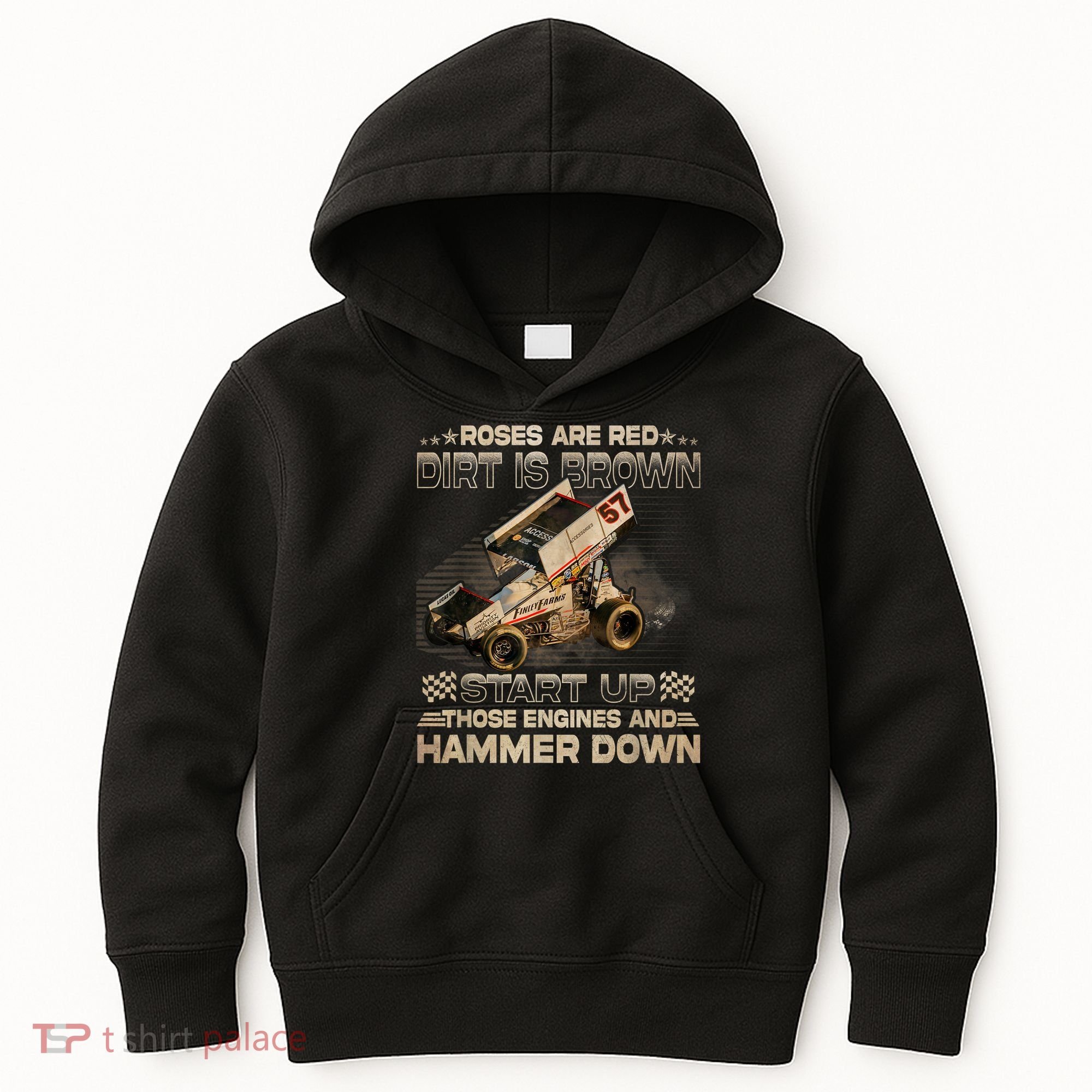 Dirt Track Racing Champion Sprint Car Kids Hoodie