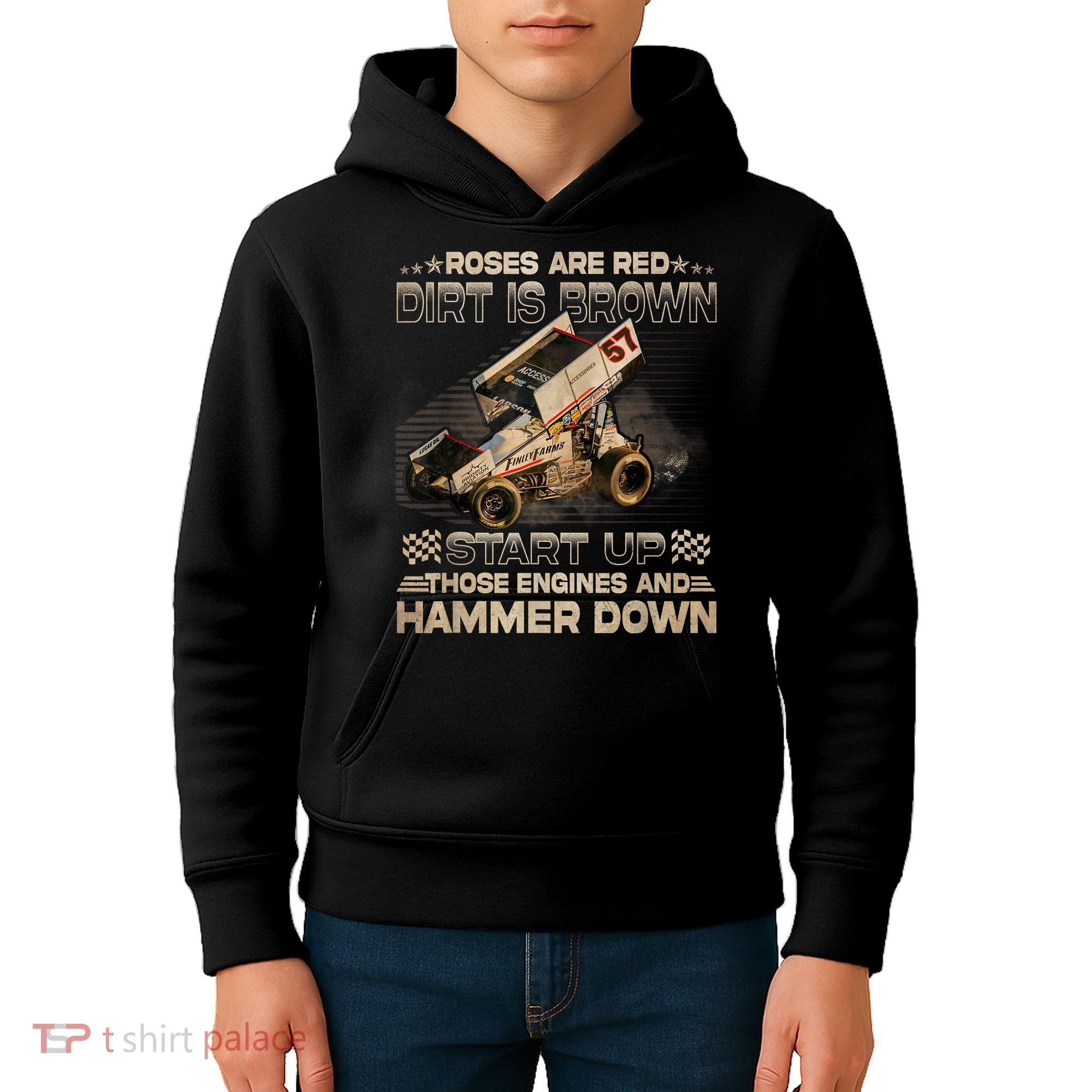 Dirt Track Racing Champion Sprint Car Kids Hoodie