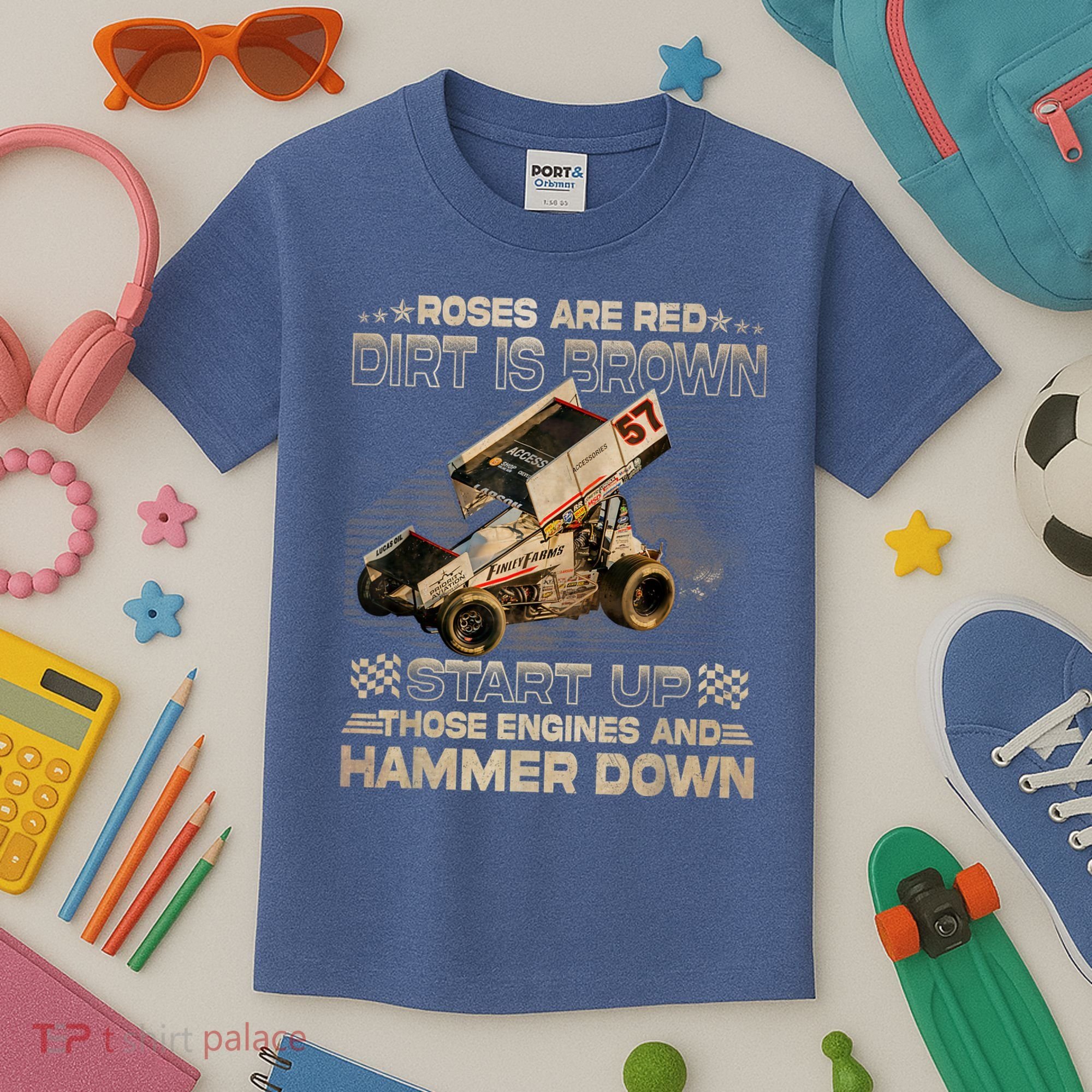 Dirt Track Racing Champion Sprint Car Kids T-Shirt