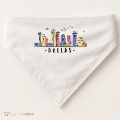 Dallas Texas Skyline Vintage Dallas Tx USA-Made Doggie Bandana