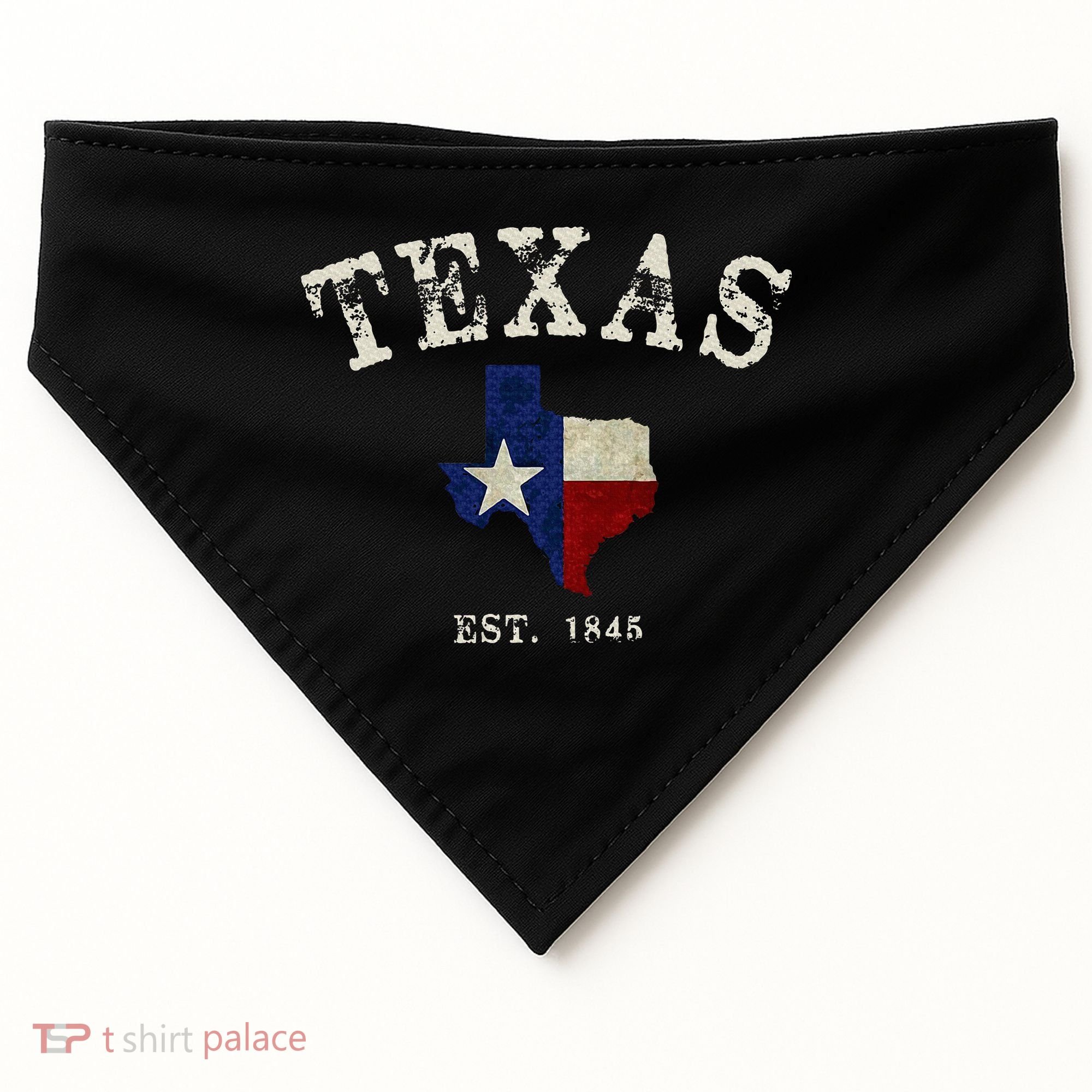 Distressed Texas State Flag Map USA-Made Doggie Bandana