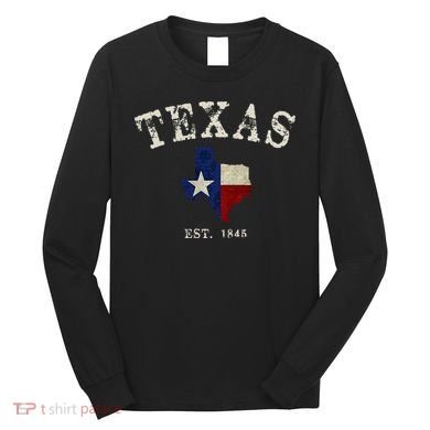 Distressed Texas State Flag Map Long Sleeve Shirt