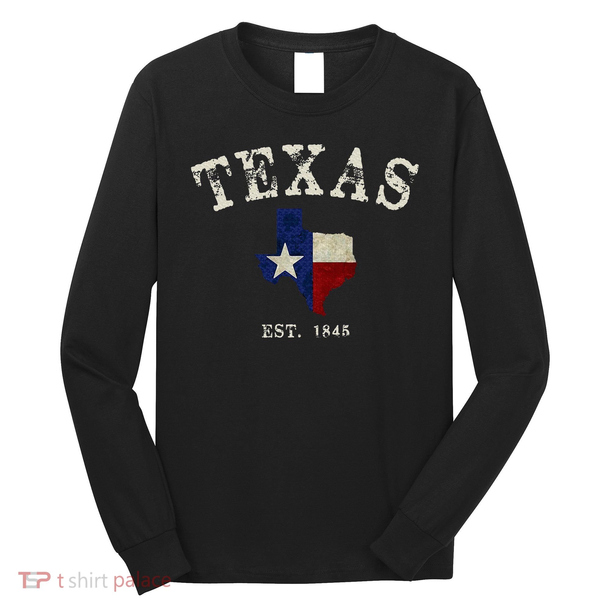 Distressed Texas State Flag Map Long Sleeve Shirt