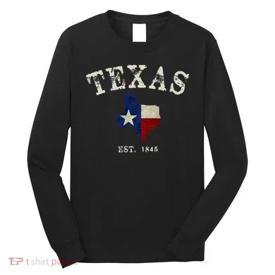 Distressed Texas State Flag Map Long Sleeve Shirt