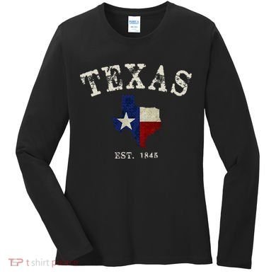 Distressed Texas State Flag Map Women's Long Sleeve Shirt