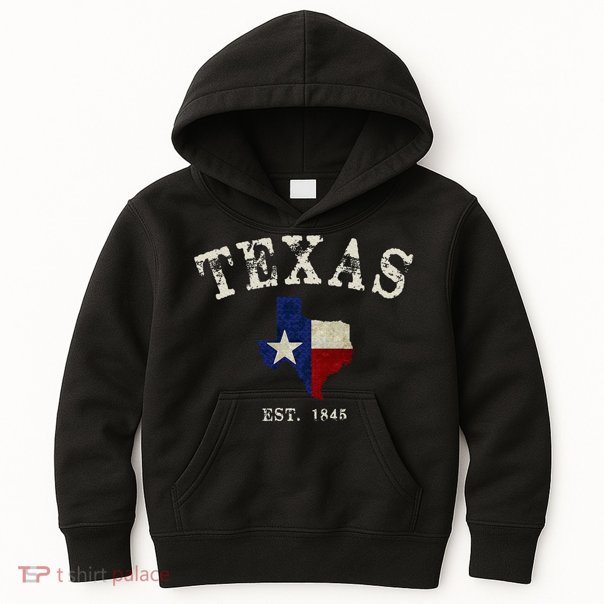 Distressed Texas State Flag Map Kids Hoodie