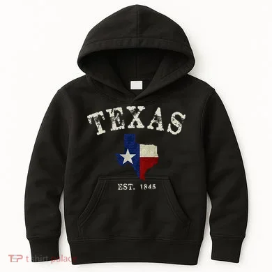 Distressed Texas State Flag Map Kids Hoodie