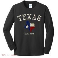 Distressed Texas State Flag Map Kids Long Sleeve Shirt thumb 0