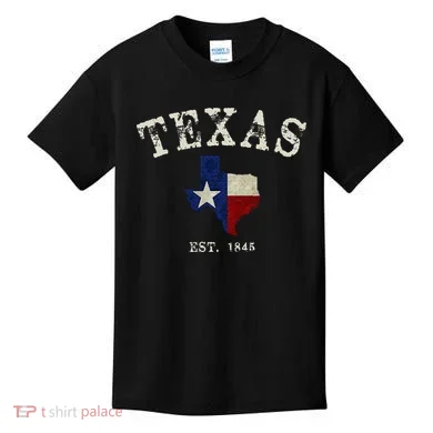 Distressed Texas State Flag Map Kids T-Shirt
