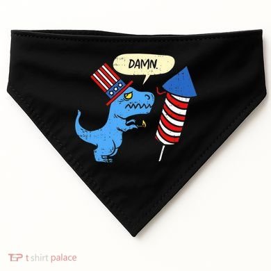 Damn TRex Short Hands Firecracker Funny Firework 4th Of July USA-Made Doggie Bandana