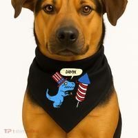 Damn TRex Short Hands Firecracker Funny Firework 4th Of July USA-Made Doggie Bandana thumb 1