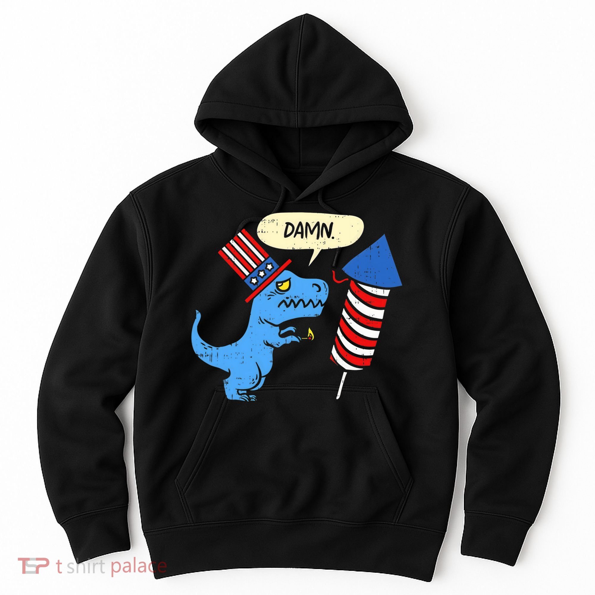 Damn TRex Short Hands Firecracker Funny Firework 4th Of July Hoodie