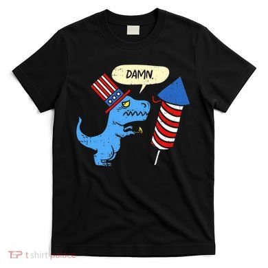 Damn TRex Short Hands Firecracker Funny Firework 4th Of July T-Shirt