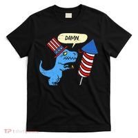 Damn TRex Short Hands Firecracker Funny Firework 4th Of July T-Shirt thumb 0