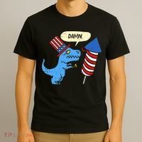 Damn TRex Short Hands Firecracker Funny Firework 4th Of July T-Shirt thumb 3