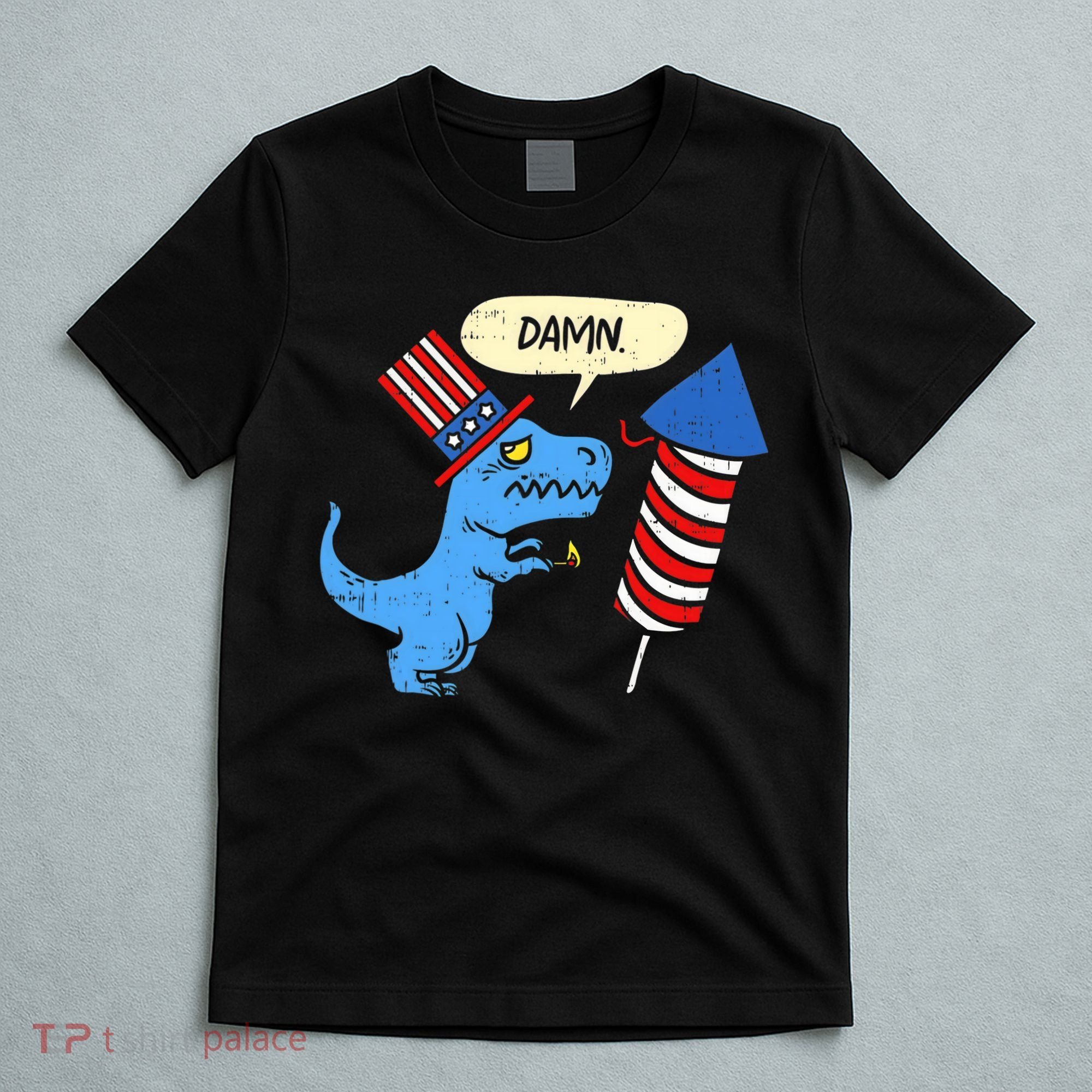 Damn TRex Short Hands Firecracker Funny Firework 4th Of July T-Shirt