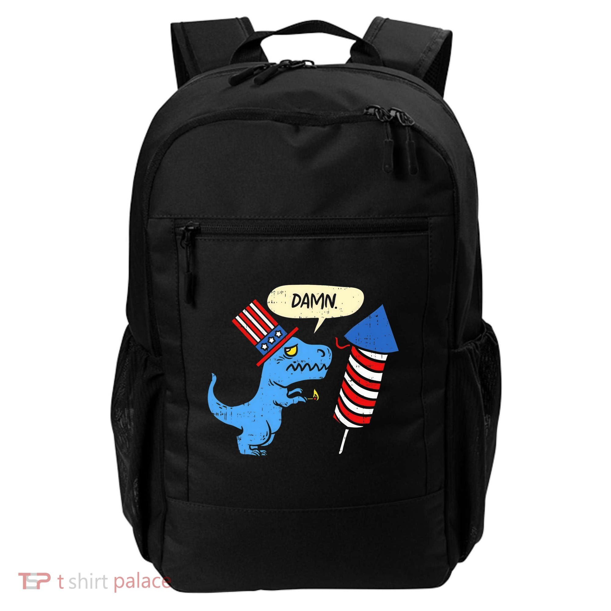 Damn TRex Short Hands Firecracker Funny Firework 4th Of July Backpack