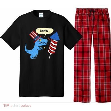 Damn TRex Short Hands Firecracker Funny Firework 4th Of July Pajama Set