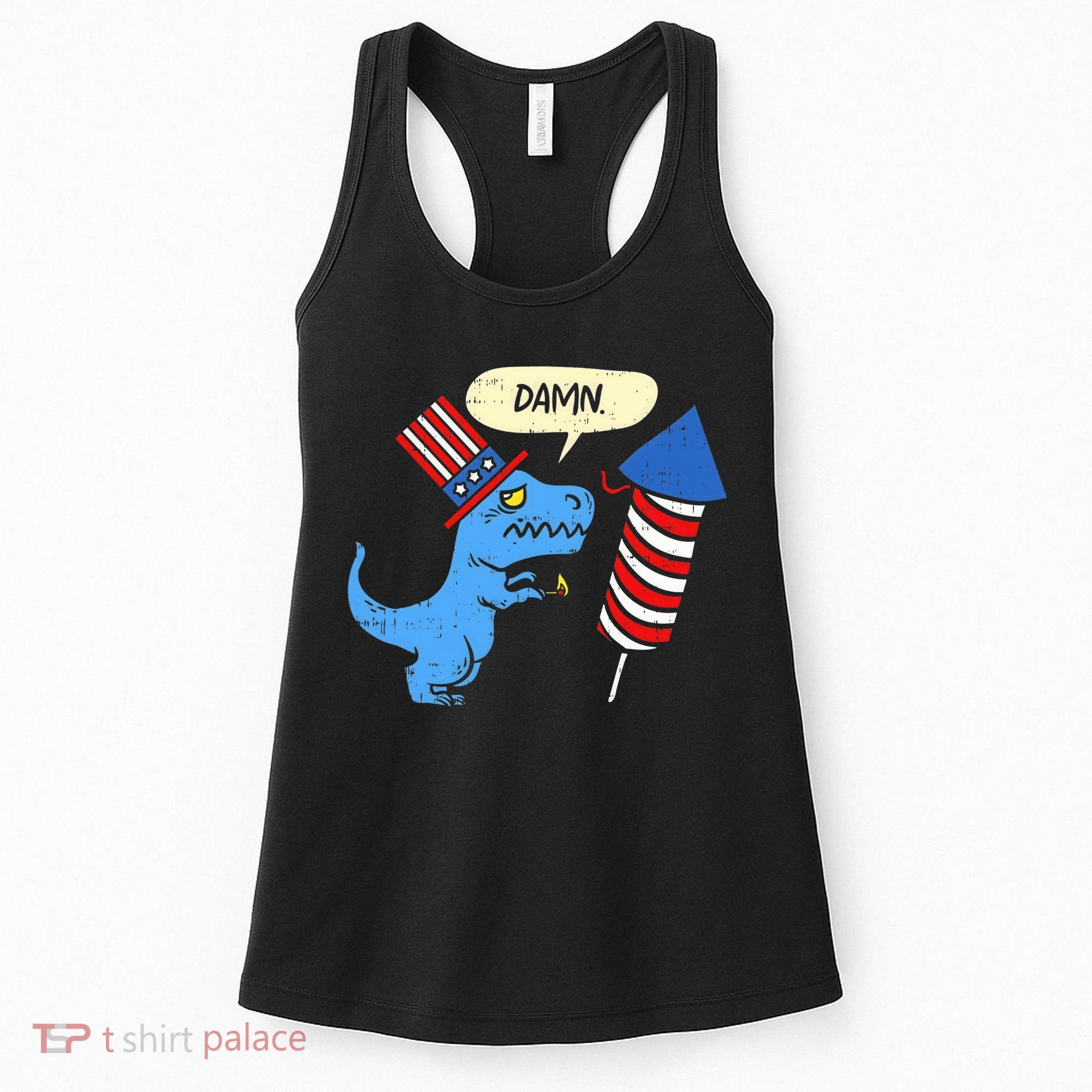 Damn TRex Short Hands Firecracker Funny Firework 4th Of July Women's Tank Top