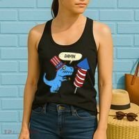 Damn TRex Short Hands Firecracker Funny Firework 4th Of July Women's Tank Top thumb 2