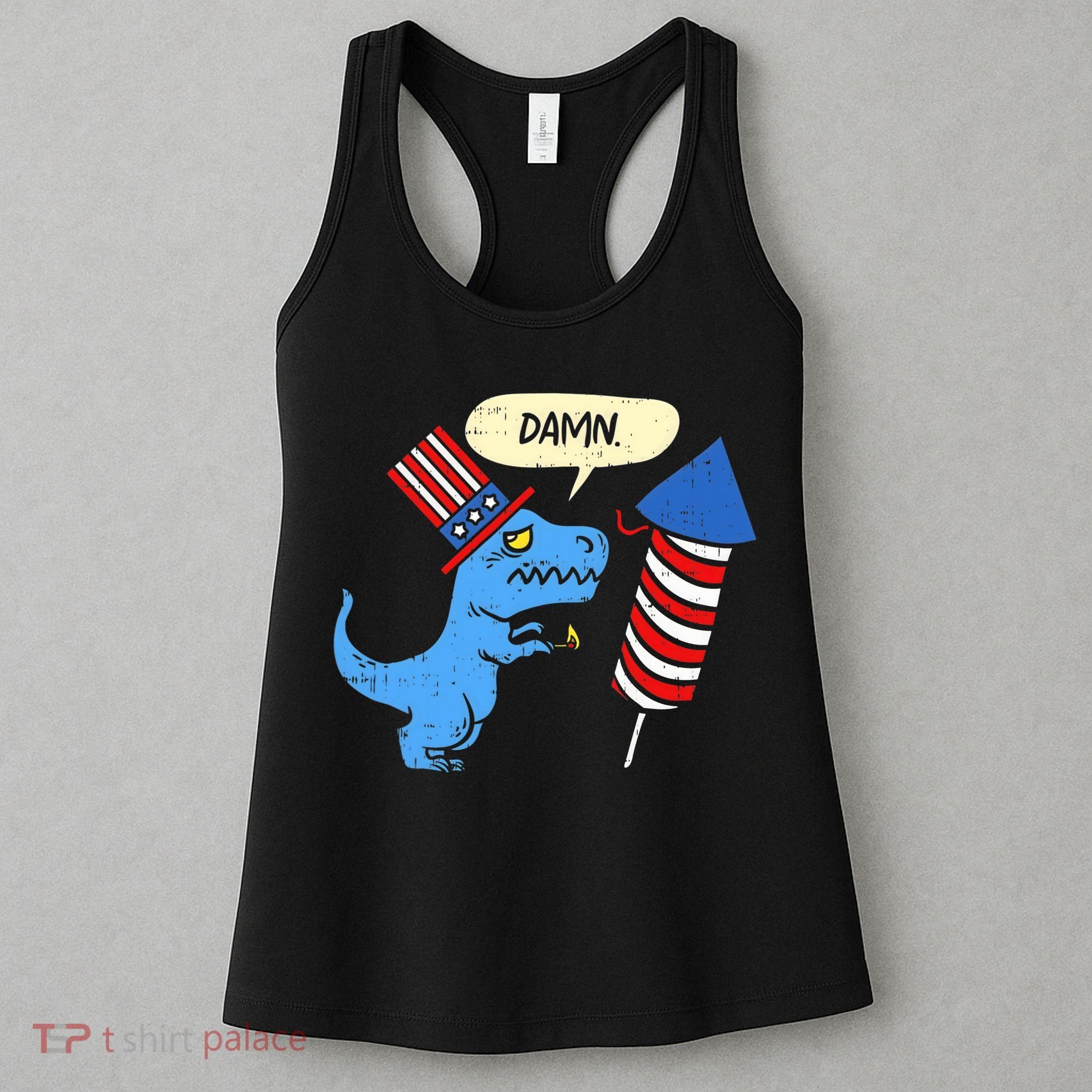 Damn TRex Short Hands Firecracker Funny Firework 4th Of July Women's Tank Top