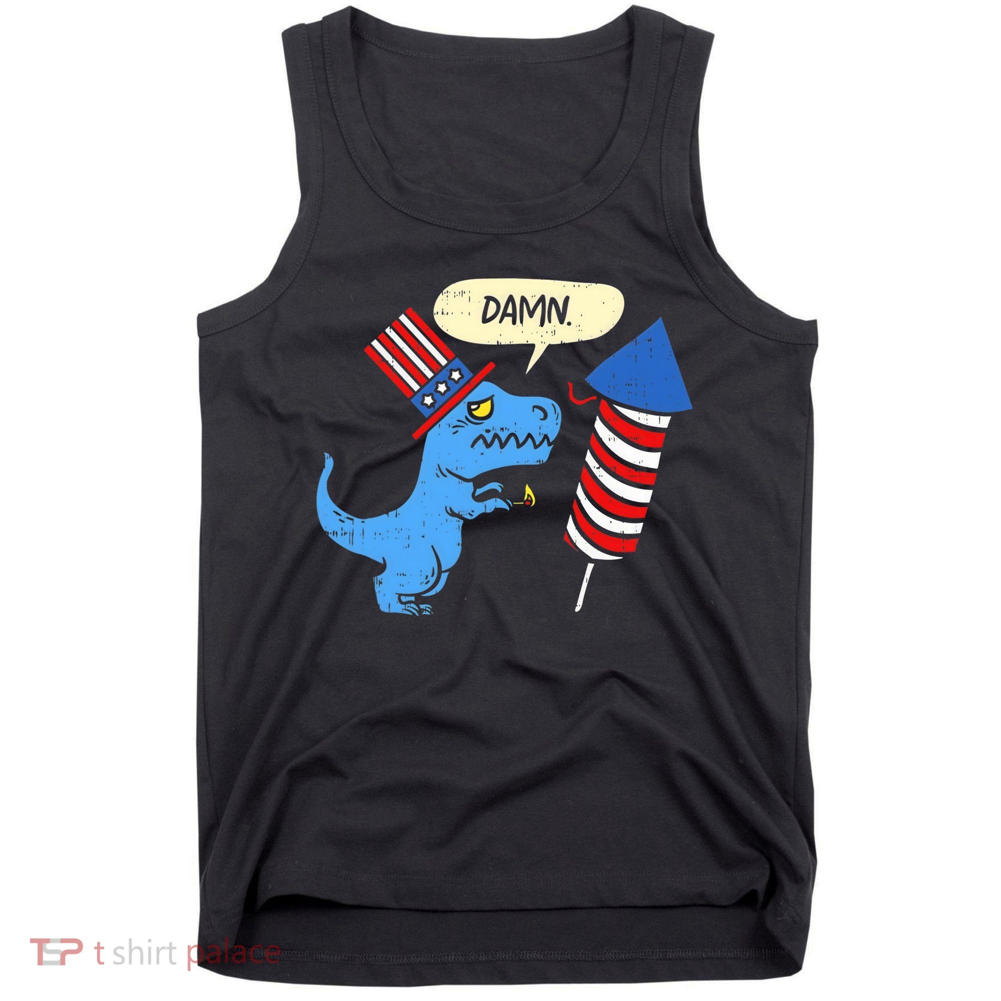 Damn TRex Short Hands Firecracker Funny Firework 4th Of July Tank Top