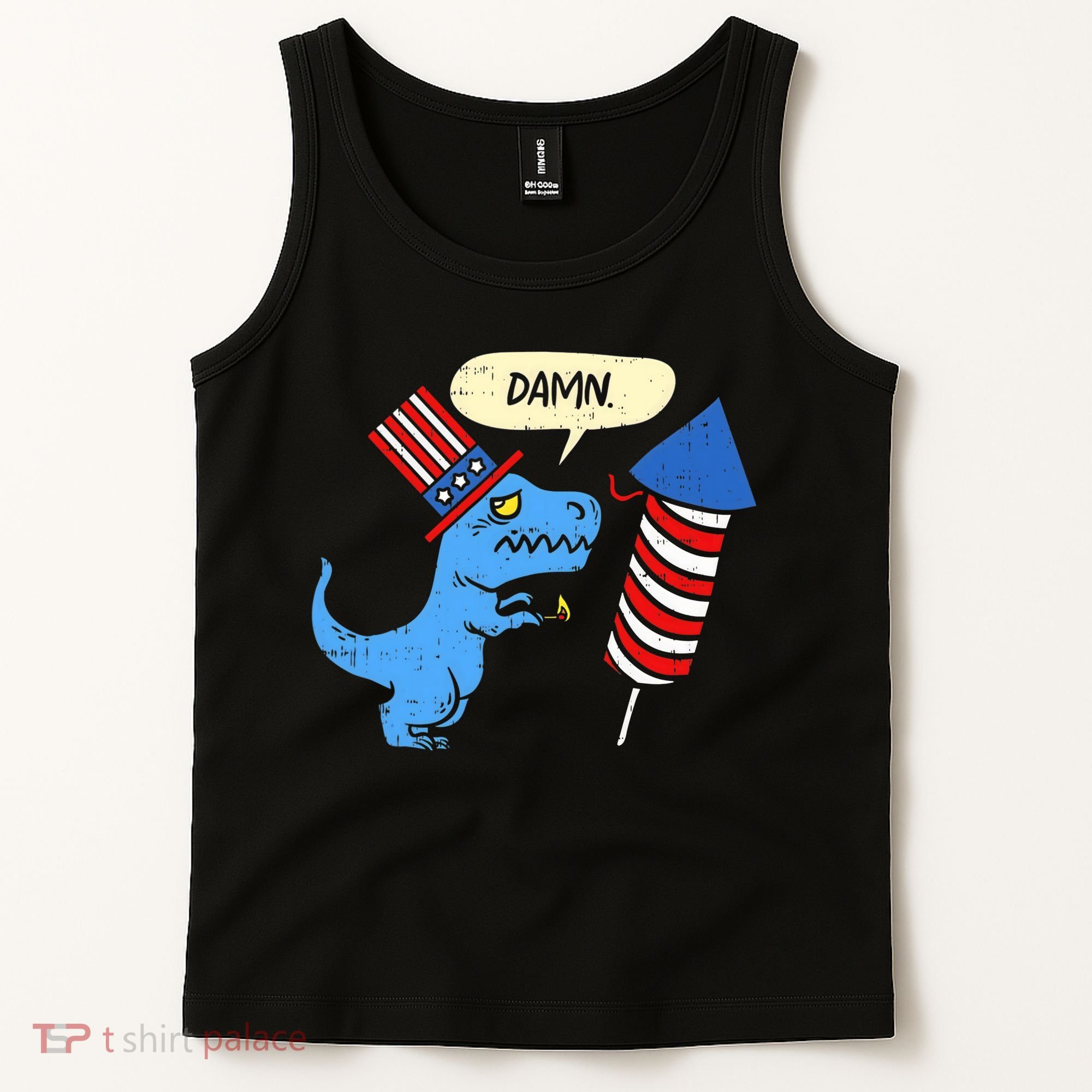 Damn TRex Short Hands Firecracker Funny Firework 4th Of July Tank Top
