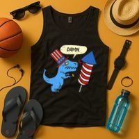 Damn TRex Short Hands Firecracker Funny Firework 4th Of July Tank Top thumb 4