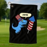 Damn TRex Short Hands Firecracker Funny Firework 4th Of July Golf Towel thumb 1