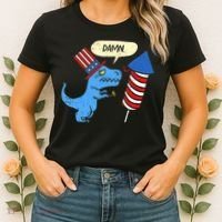 Damn TRex Short Hands Firecracker Funny Firework 4th Of July Women's T-Shirt thumb 2