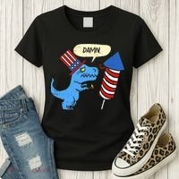 Damn TRex Short Hands Firecracker Funny Firework 4th Of July Women's T-Shirt thumb 3