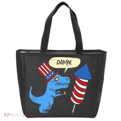 Damn TRex Short Hands Firecracker Funny Firework 4th Of July Tote Bag