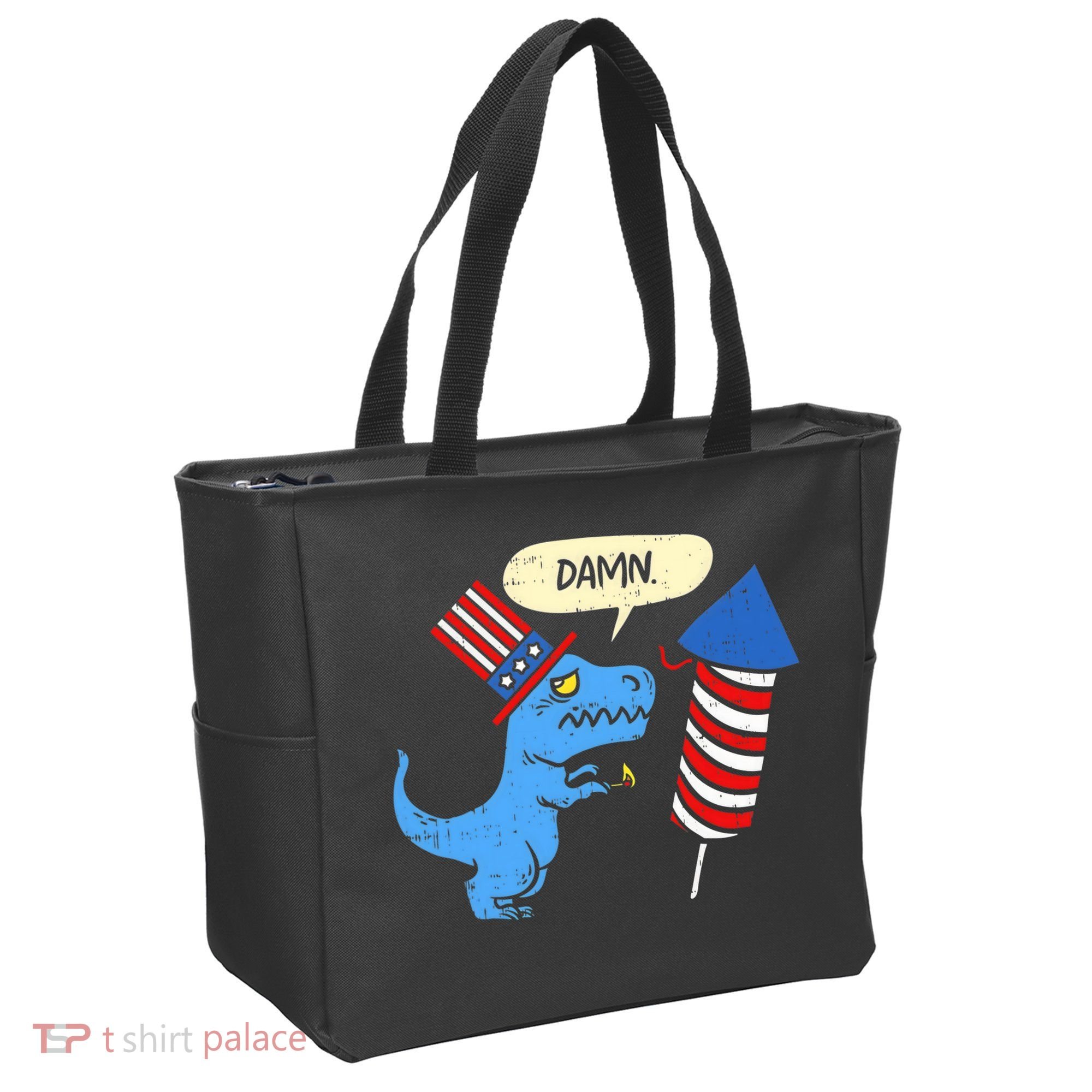 Damn TRex Short Hands Firecracker Funny Firework 4th Of July Tote Bag