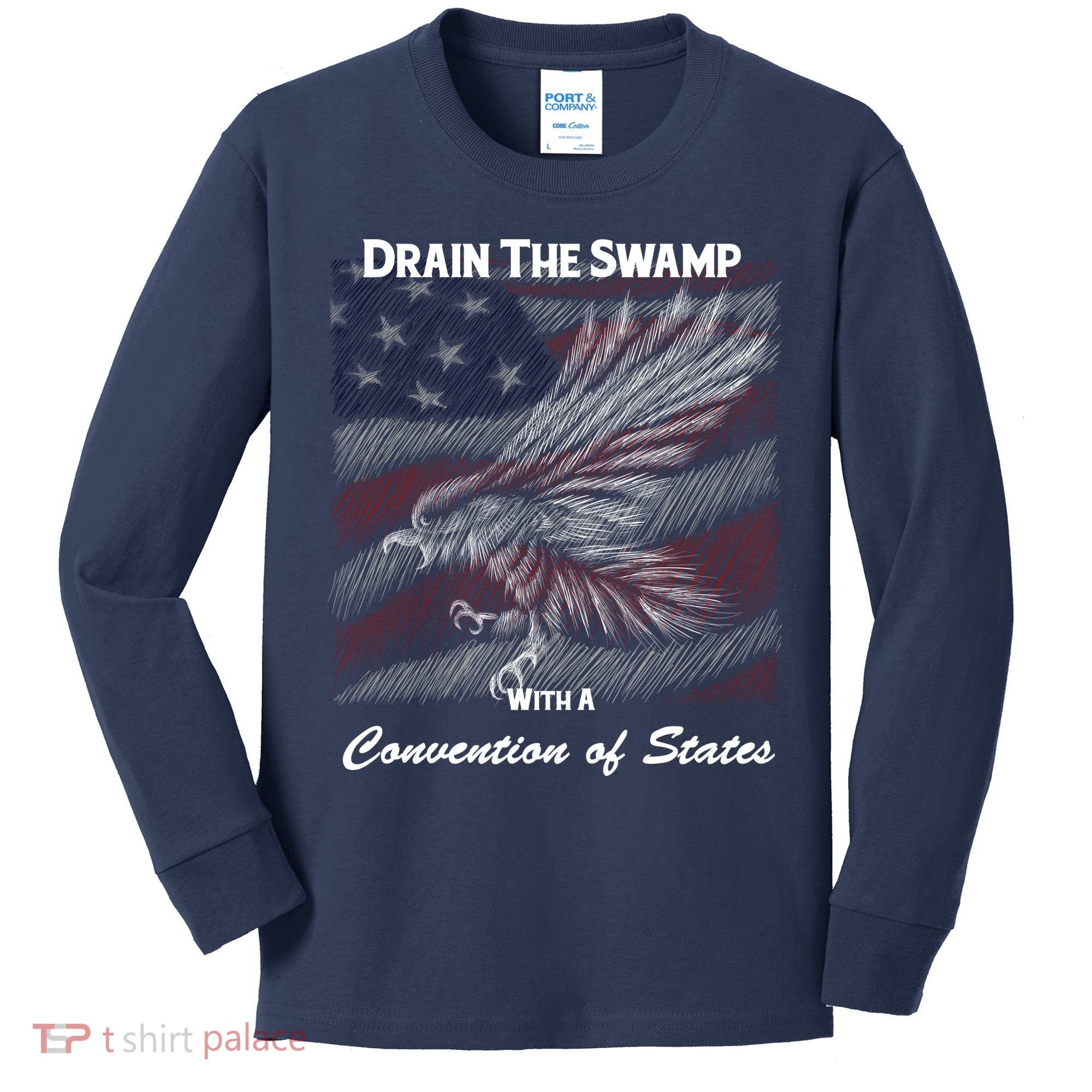Drain The Swamp With A Convention Of States Kids Long Sleeve Shirt