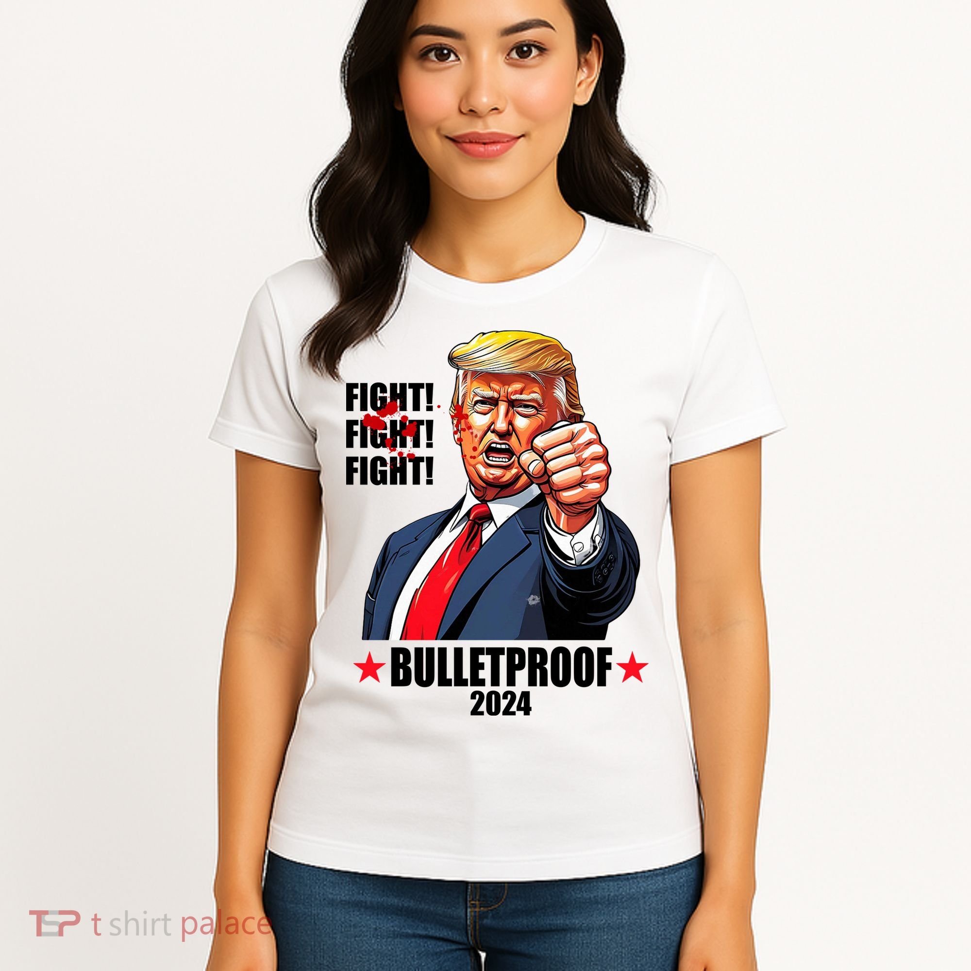 Donald Trump Shot Bulletproof Fight 2024 Election Women's T-Shirt