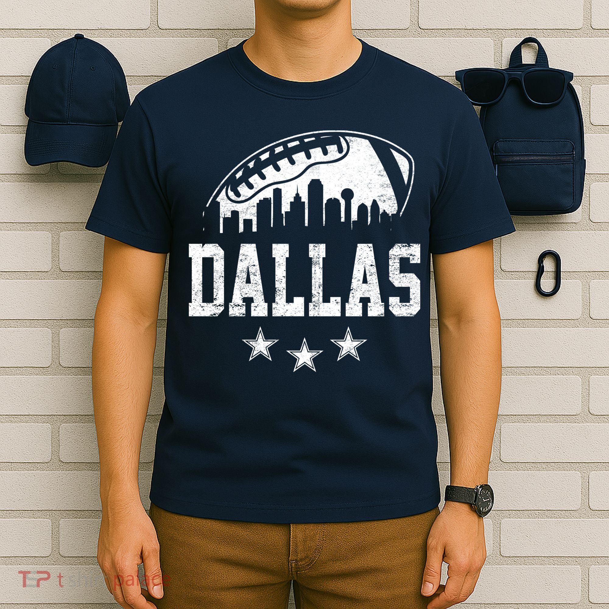 Dallas Texas Skyline Pride Vintage Dallas City Football Fan T-Shirt