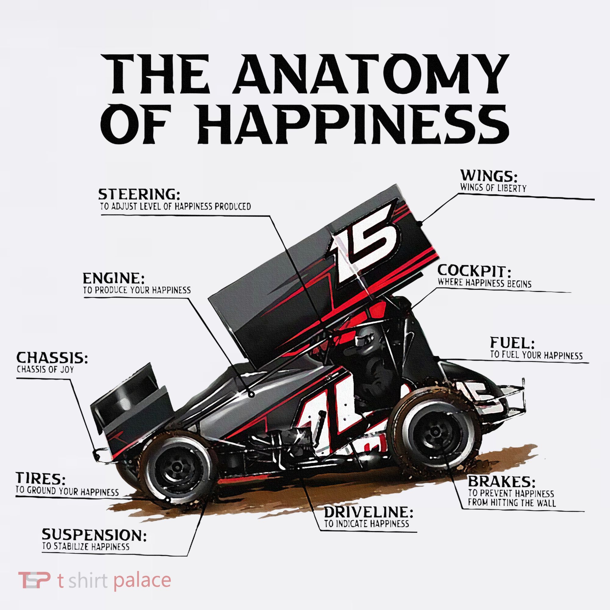 Dirt Track Sprint Cars Racing Anatomy Lover Gift Apparel T-Shirt