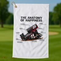 Dirt Track Sprint Cars Racing Anatomy Lover Gift Apparel Golf Towel thumb 1