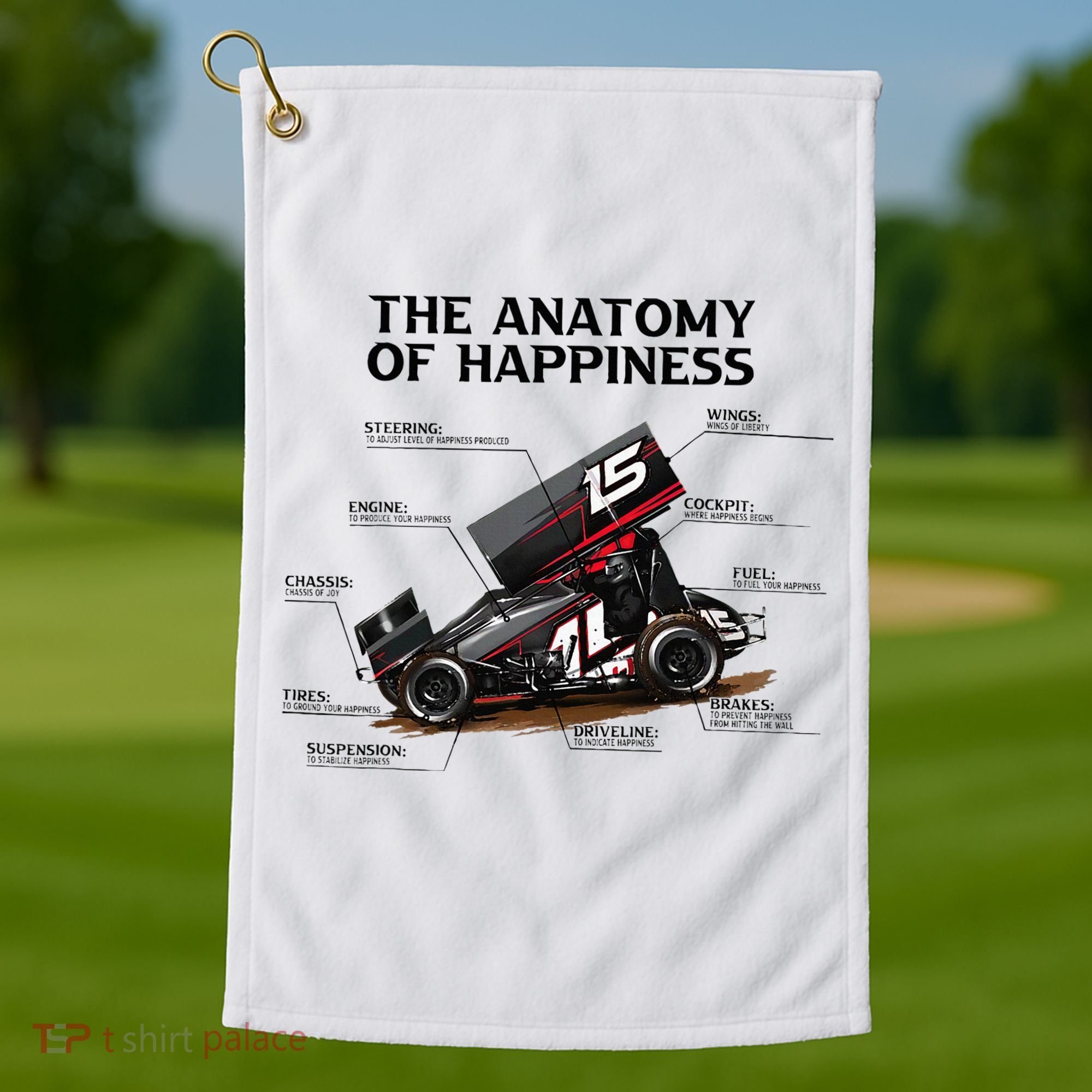 Dirt Track Sprint Cars Racing Anatomy Lover Gift Apparel Golf Towel