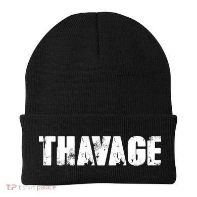 Distressed Thavage Savage Workout Gym Bodybuilding Beanie