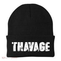 Distressed Thavage Savage Workout Gym Bodybuilding Beanie thumb 0
